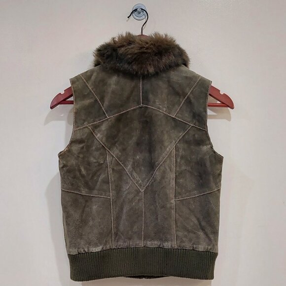 💋BOHO CHIC💋 Stunning Y2K VTG Camo Distressed Genuine Leather Vest - Picture 5 of 16